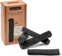 Black+Blum kokogļu ūdens filtra nūjiņas | Kokogļu filtrs hidratācijai, veca japāņu tradīcija, 4 gabali, katrs ilgst 6 mēnešus, koka melns