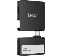 Lexar Professional Go portatīvais SSD diskdziņš ar HUB 2TB, īpaši kompakts, atbalsta Apple ProRes, līdz 1050MB/s lasīšanai un 1000MB/s rakstīšanai, USB 3.2 Gen 2, IP65, iPhone 15/16, melns