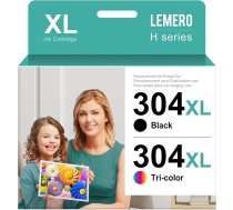 Lemero 304XL kasetnes saderīgas ar HP 304 XL kasetnēm HP DeskJet 3750 2630 3760 Envy 5030 5000 5032 5010, melnas un krāsainas