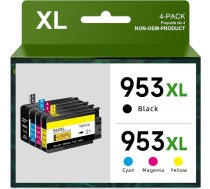 953 XL printeru kasetnes HP 953XL Multipack kasetnes, kas saderīgas ar HP OfficeJet Pro 7720 7720 7740 8710 8720 8715 8735 8725 8210 8718 8218 7730 (melni zili dzelteni dzelteni purpursarkanā krāsā, 4 gab.)