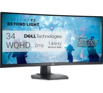 Dell S3422DWG, 34 collas, WQHD 3440x1440, izliekts spēļu monitors, 144 Hz, 1 ms, 2x HDMI, melns