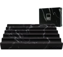 DAYONE Marmora efekta ziepju turētājs - ziepju trauks ar ziepju uzglabāšanas riņķiem Taisnstūra formas ziepju turētājs ar neslīdošām kājiņām - ziepju trauks vannas istabai, izlietnei, virtuvei un SPA (melns)