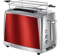 Russell Hobbs Luna 23220-56 Grauzdētava 2 šķēlītēm, nerūsējošais tērauds, sarkana (īpaši platas grauzdēšanas slotas, ieskaitot bulciņu stiprinājumu, 6 apcepšanas līmeņi + atkausēšanas un atkārtotas sildīšanas funkcija, pacelšanas