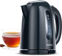 MPM MCZ-85/G1 elektriskā tējkanna, tilpums 1,7 litri, BPA-Free, bezvadu 360° rotējoša pamatne, filtrs pret kaļķakmens veidošanos, automātiska izslēgšanās, melna, 2200 W