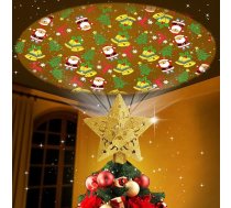 Ubrvhrt Ziemassvētku eglīte Topper Zvaigzne Ziemassvētku eglīte Topper Apgaismots ar iebūvētu projektoru Ziemassvētku eglīte Topper Glitter Zelta zvaigzne Top Tree Topper Ziemassvētku eglītes vainags Ziemassvētku eglītes rotāšanai,
