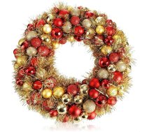 com-four® Durvju vainags Ziemassvētkiem - Adventes vainags ar mirdzumu un Ziemassvētku pērlītēm skaistās krāsās - skaists, mirdzošs Ziemassvētku rotājums - galda vainags