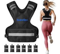 ExtreSpo regulējama svērta veste vīriešiem un sievietēm, 5,0-9,1 kg/9,1-14,5 kg, svēršanas veste ar 6 dzelzs smilšu atsvariem, ķermeņa svara vestes vingrinājumu komplekts ar atstarojošu joslu spēka treniņiem