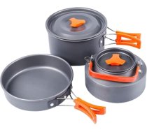 Kisangel 1 komplekts no 3 trīs gabalu tējkannas komplekts Ultralight mugursomas aprīkojums Kempinga katli Kempinga piederumi Tējkanna Pārnēsājami galda piederumi Kempinga rīks Alumīnija sakausējuma katls