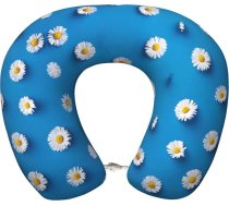 UVBDF White Daisy Ergonomisks ceļojumu spilvens ar atmiņas putām, uzlabots gaisa kuģu ceļojumu spilvens visām miega pozīcijām