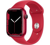 Apple Watch Series 7 (GPS, 45 mm) Alumīnija korpuss ar sarkanu sporta lentu (Atjaunots)