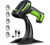 Tera Pro 3-in-1 bezvadu svītrkodu skeneris QR 2D 1D ar NFC, Bluetooth un USB-C, 2500 mAh akumulators, rūpnieciska kvalitāte, izcila izturība pret kritieniem, 8200 zaļš modelis