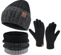 ZASFOU Vīriešu ziemas Beanie cepure šalle Touchscreen cimdu komplekts Silta ziemas cepure Adīta cepure Cilpa šalle Cauruļu šalle Ziemas cimdi Ziemassvētku dāvana vīriešiem