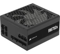 Corsair RM750x pilnībā modulārs zema trokšņa līmeņa ATX barošanas bloks - ATX 3.1 saderīgs - PCIe 5.1 atbalsts - Cybenetics Gold efektivitāte - 12V 2x6 savienotājs - melns