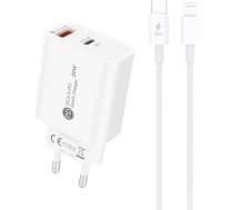20 W USB-A USB-C tīkla lādētājs ar USB-C - iPhone Lightning 1 m kabeli - balts