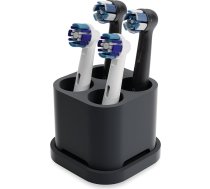 4 zobu birstes galviņu turētājs un zobu birstes turētājs Oral B, iO, Philips Sonicare, Waterpik, Fairywill zobu birstes galviņām, kas izgatavots no pārtikas kvalitātes silikona (melns)
