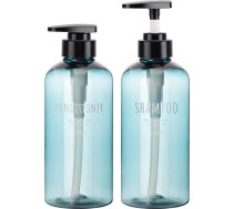 Segbeauty 2 x 500 ml šķidro ziepju dozators vannas istabai, sūkņa pudeles šampūnam, kondicionierim, ķermeņa želejai, losjonam, ķermeņa ziepēm, viesnīcai, vannas istabai, plastmasas, zils