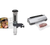KitchenBoss Sous Vide Garer G300 Stick Precision Cooker - taimera funkcija - 3D cirkulācija - precīza temperatūras iestatīšana - IPX7 ūdensizturīgs - LED skārienjūtīgais displejs un CASO VC10 vakuumiepakotājs