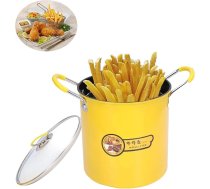 Tempura fritēšanas katls, 3L nerūsējošā tērauda mini fritēšanas katls Japāņu fritēšanas katls ar eļļas filtra statīvu vāku mājas virtuvei