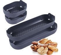 4 bagetes pannu komplekts, silikona cepšanas veidnes franču maizes cepšanai, atkārtoti lietojamas nesadalāmas perforētas bagetes veidnes, loksnes pannas Loaf Moulds cepšanas paplātes, melnas krāsas