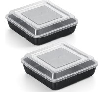 TEAMFAR 2 kastroļu trauku komplekts, nerūsējošā tērauda kvadrātveida cepšanas veidne ar neadhezīvu pārklājumu un hermētisku vāku, 5 cm dziļa brūniju kūkas forma, cepšanas paplāte cepšanai, cepšanai, cepšanai, pasniegšanai, nav piemē