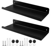 inodiref 2 sienu plauktu komplekts Melns metāla mazs sienas plaukts 28 x 11 cm Mazs sienas plaukts Dekoratīvs sienas plaukts vannas istabai, virtuvei, dzīvojamai istabai, birojam