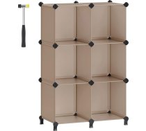 SONGMICS Plastmasas plaukts DIY Cube plaukts pakāpienu plauktu sistēma 6 nodalījumi rotaļlietām Kurpes Grāmatas Dzīvojamā istaba Bērnu guļamistaba 93 x 31 x 93 cm Camel Brown LPC111K01