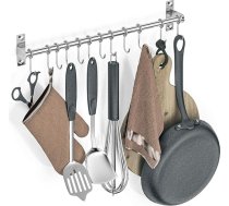 Daudzfunkcionāla virtuves iekārta SUS304 nerūsējošā tērauda virtuves sliedes Vannas istabas āķu statīvs Virtuves piederumi 50 cm ar 12 kustīgiem S āķiem (50 cm)