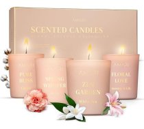 AMARI ® Aromatizēto sveču dāvanu komplekts Rose kā Ziemassvētku dāvanas - komplekts no 4 - aromātiskās sveces - sveču dāvanu komplekts sievietēm - aromātiskās sveces - aromātiskās sveces stiklā - dekoratīvās dāvanas sievietēm