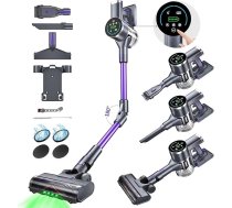 Ravas 4 in 1 bezvadu putekļsūcējs 550W 40KPA LED Touch Screen Purple 60min Battery 1.7L Carpet Hard Floor Pet Hair