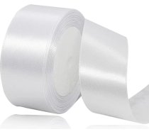 Dāvanu lenta balta, 40 mm plata, 23 metru garumā, satīna lentes Balta auduma lenta Amatniecība, vainagi, kāzu rotājumi, Ziemassvētki, matu lokas, pušķi, dzimšanas dienas un dāvanu iepakojums