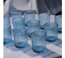 Zila stikla tējas gaismas turētāji, rievotas stikla tējas gaismas turētāji dzimšanas dienas svinību galda dekorēšanai, tējas gaismas turētājs Pateicības dienai, Ziemassvētku dekorēšanai, 12 gab. iepakojumā