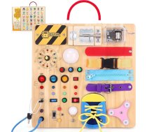 23 in 1 Busy Board Montessori rotaļlieta no 1 gada Aktivitātes dēļa rotaļlieta no 2 3 gadiem Koka rotaļlieta Sensorā rotaļlieta ar 15 slēdžiem 26 LED gaismiņām Muzikālā kaste Bloķēšanas slēdzene Zip mežģīnes