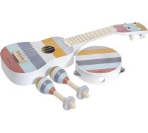 Kindsgut Mūzikas instrumentu komplekts ar ģitāras grabulīšiem un tamburīnu, smalkas un modernas krāsas, svītras