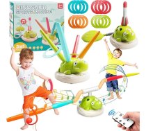 3-in-1 āra rotaļu aprīkojums, riņķa mešanas spēle, lecama spēle, putuplasta raķešu rotaļlieta bērniem, muzikāla lecama rotaļlieta bērniem 3+ gadi, rotaļlieta āra sportam (Dinozauri)
