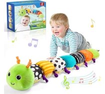 Bērnu rotaļlieta Caterpillar Muzikālā plīša rotaļlieta Baby Toy 0-6 mēneši Bērnu dāvana Dzimšanas dāvana (zaļa-1)