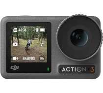 DJI Osmo Action 3 standarta kombinācija — 4K darbības kamera ar īpaši plašu redzes lauku, HorizonSteady, aukstumizturīgs, izturīgs, vertikāls ātri noņemams stiprinājums, 16 m ūdensizturīgs, divi skārienekrāni