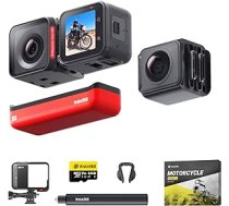 Insta360 ONE RS Twin Edition motociklu komplekts — ūdensizturīgs 4K60 kadri/s darbības kamera un 5,7K 360° kamera ar maināmiem objektīviem, stabilizācija, 48 MP fotoattēli, aktīvs HDR, AI rediģēšana