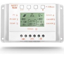 20A saules uzlādes kontrolieris LCD M20 12V 24V auto darba saules paneļu akumulatora bateriju šūnu lādētāja kontrolieris saules enerģijas izmantošanai mājās PV sistēmai