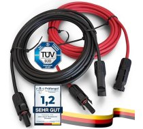 Anfil Saules kabeļa pagarinājums 4 mm2/12AWG saules paneļu fotoelementu pagarinājuma kabelis Saules PV kabelis ar kontaktligzdām un spraudņiem profesionālai saules bateriju sistēmas uzstādīšanai (6 m sarkans + 6 m melns)