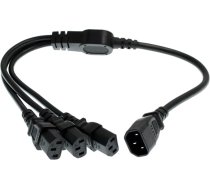 HT-Kabel UPS PDU datora PDU datora PC barošanas sadales kabelis no C14 uz 3 x C13 10A 250V pagarināšanas kabelis (c14-3xc13 60 cm / 24 collas)