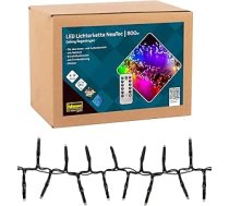 Idena NewTec 31109 LED pasaku gaisma āra un iekštelpu apgaismojumam ar 800 LED diodēm, varavīksnes krāsām, 8 gaismas iestatījumiem, reostats, barošanas avots un 8 stundu taimera funkcija