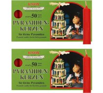 OLShop AG Knox Piramīdas sveces sarkanas, 2 gab. (2 x 50 gab.) Izmērs: Aptuveni 14 x 70 mm Ziemassvētku sveces.