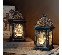 TRIROCKS Pack of 2 LED Fairy Lights Metal Battery Operated Hanging Lantern Small Table Lamps Wireless Batteries Light for Camping Outdoor Garden Table Children Family Room Wall Decoration Dining Table