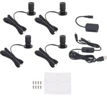 Fockety 4 Pack Mini Spot Light, 360° rotējoša, aptumšojama LED starmešu gaisma ar reostatslēdzēju, USB 5V akcenta gaisma, attēlu gaisma augiem, juvelierizstrādājumu vitrīnai, gleznošanai, modeļu plauktiem