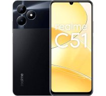 realme C51 viedtālrunis 6 + 256 GB, 50 MP primārā AI kamera, 33 W Supervooc uzlāde, 6,74 collu 90 Hz displejs, 5000 mAh cietā baterija, NFC, oglekļa melns