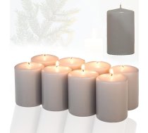 Candelo 8 sveču komplekts Ziemassvētku atmosfēras svecēm - pelēks - 4,8 cm x 8 cm - Ziemassvētku sveces Adventes vainagam - Adventes sveces Ziemassvētku dekorēšanai