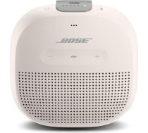 Bose SoundLink Micro Bluetooth skaļrunis: Mazs pārnēsājams ūdensnecaurlaidīgs skaļrunis ar mikrofonu, balts.