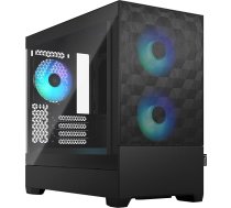 Fractal Design Pop Mini Air RGB Black - Rūdīta stikla caurspīdīgs tonējums - Priekšējā daļa ar "Honeycomb Mesh" sietu - TG sānu panelis - Komplektā iekļauti trīs 120 mm Aspect 12 RGB ventilatori - mATX High Airflow PC Gaming Case