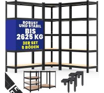 Monzana® 3 stūra plauktu komplekts 2625 kg 15 MDF paneļi Plauktu iekārta uzglabāšanas plaukts pagraba plauktu sistēma darbnīcas plauktu sistēma melns