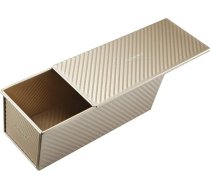 Monfish Maizes cepšanas veidnes Maizes cepšanas forma Pullman Loaf Pan Maizes klaipa panna ar bīdāmo vāku Alumīnija tērauda 1000 g mīklas šampanieša zelta nepielipīga 34 x 13,5 x 12 cm